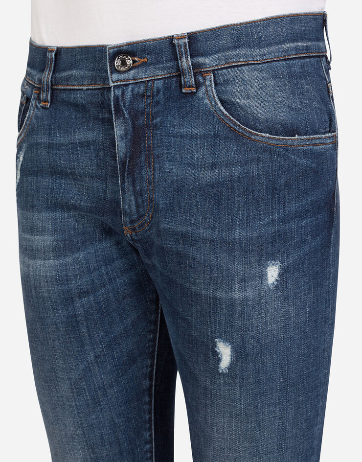Dolce & Gabbana Stretch skinny jeans with small abrasions AZUL GY07LDG8BY6