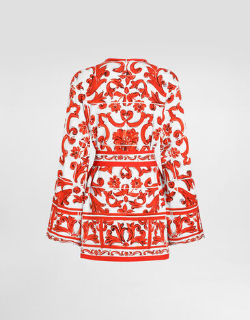 Dolce & Gabbana Majolica-print charmeuse shirt Multicolor F7BM9TGDDRJ