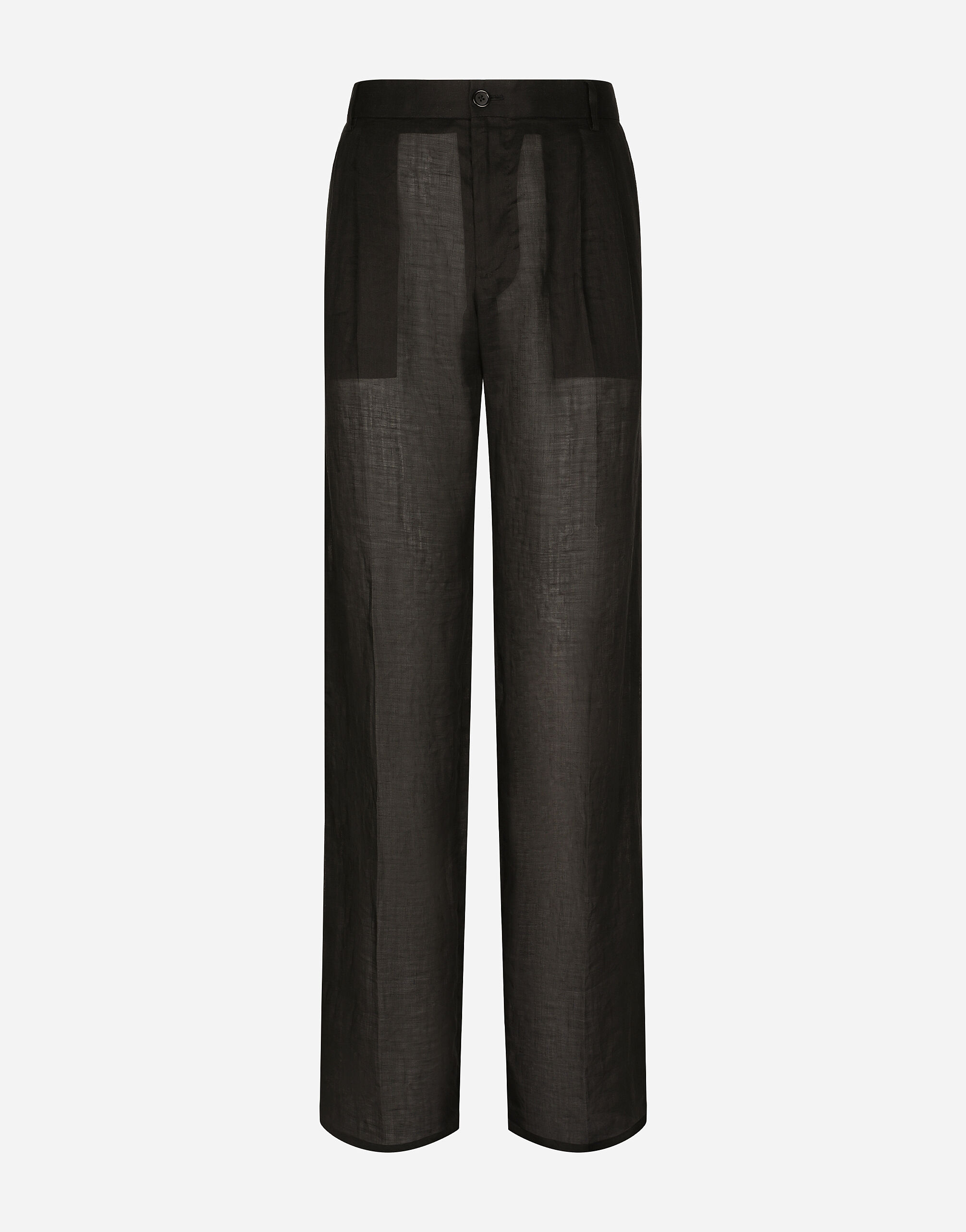 Dolce & Gabbana Pantalón de traje de lino con pernera recta Negro G2PQ4TGG150