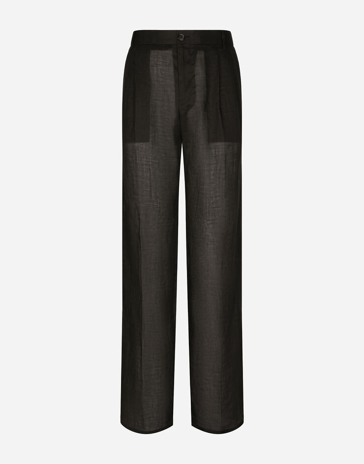 Dolce & Gabbana Sartoriale Hose mit geradem Bein aus Leinen Schwarz GYZLHTFU4JA