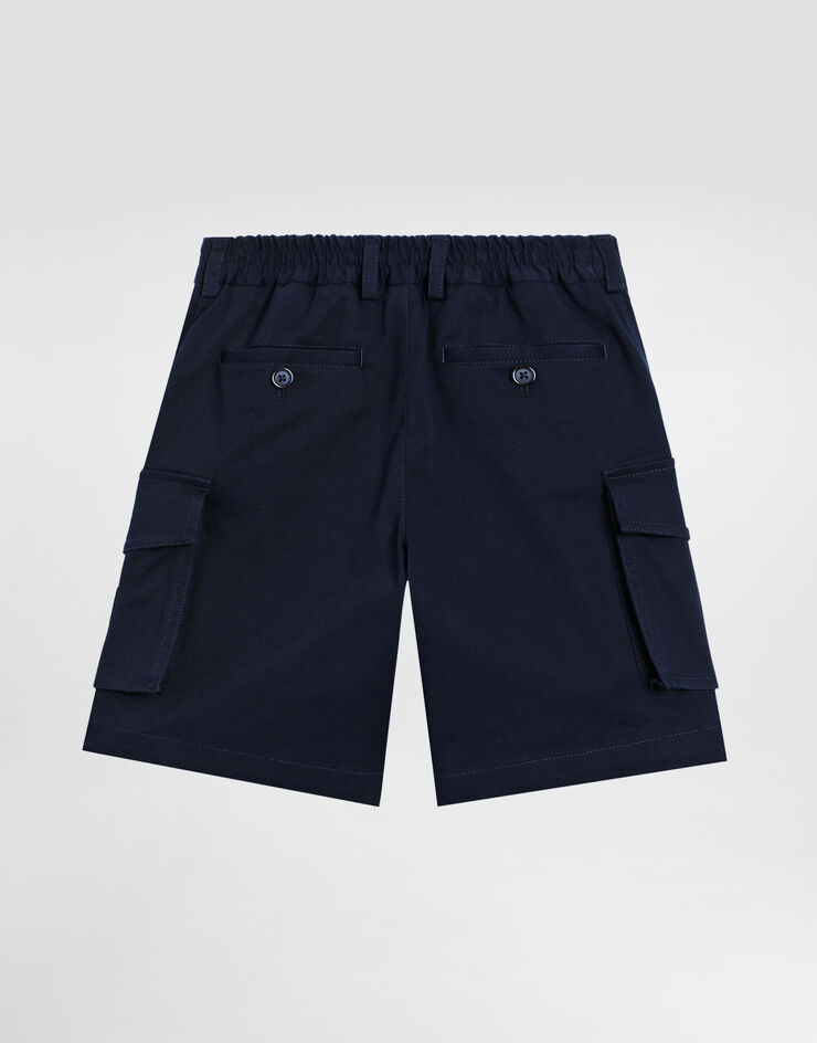 Dolce & Gabbana Bermudas aus Gabardine mit Logoplakette Blau L43Q70FUFL3