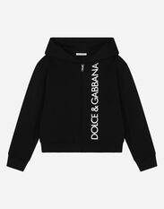 Dolce & Gabbana Zip-up hoodie with logo print Black L4JTEYG7K8Z