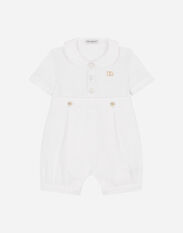 Dolce & Gabbana Jersey and piqué romper suit with DG embroidery Blue L1KJ02JDMB3