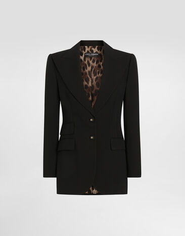 Dolce & Gabbana Veste TURLINGTON à simple boutonnage avec doublure à imprimé léopard Black F29Z8TGDDPS
