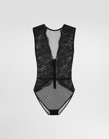Dolce & Gabbana Lace bodysuit with plunging neckline Black O9A21THLMUY
