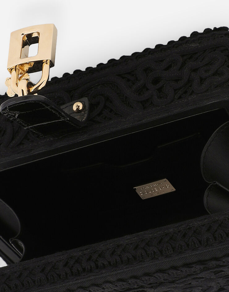 Dolce & Gabbana Tasche Dolce Box aus Kordelspitze Schwarz BB7165AY579