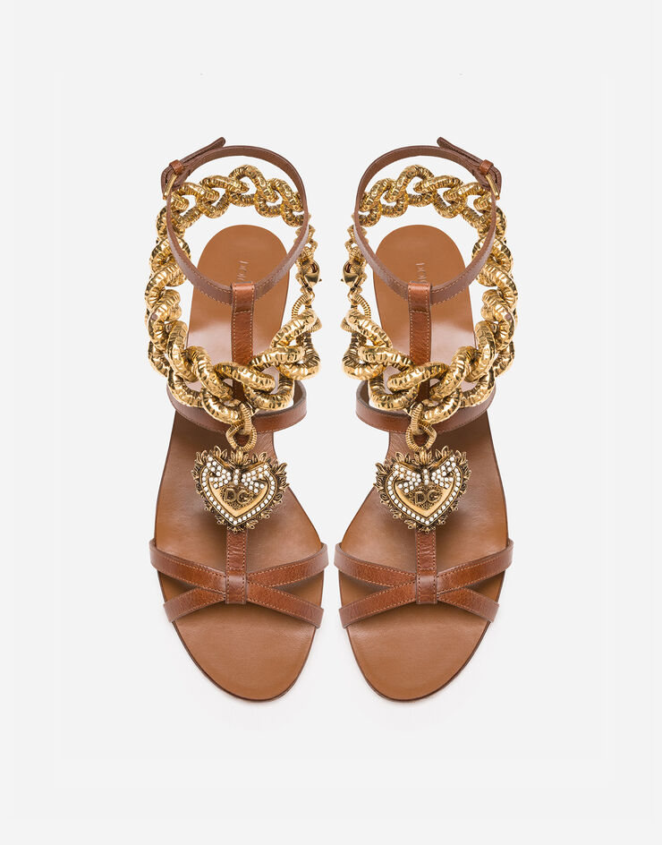 Dolce & Gabbana Devotion sandals in polished cowhide BEIGE CQ0346AX059