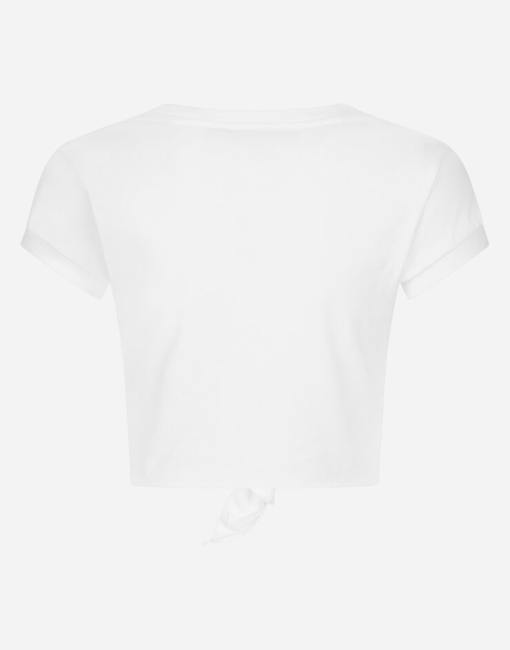 Dolce & Gabbana Jersey T-shirt with DG logo and knot detail White F8Q57ZG7EOW