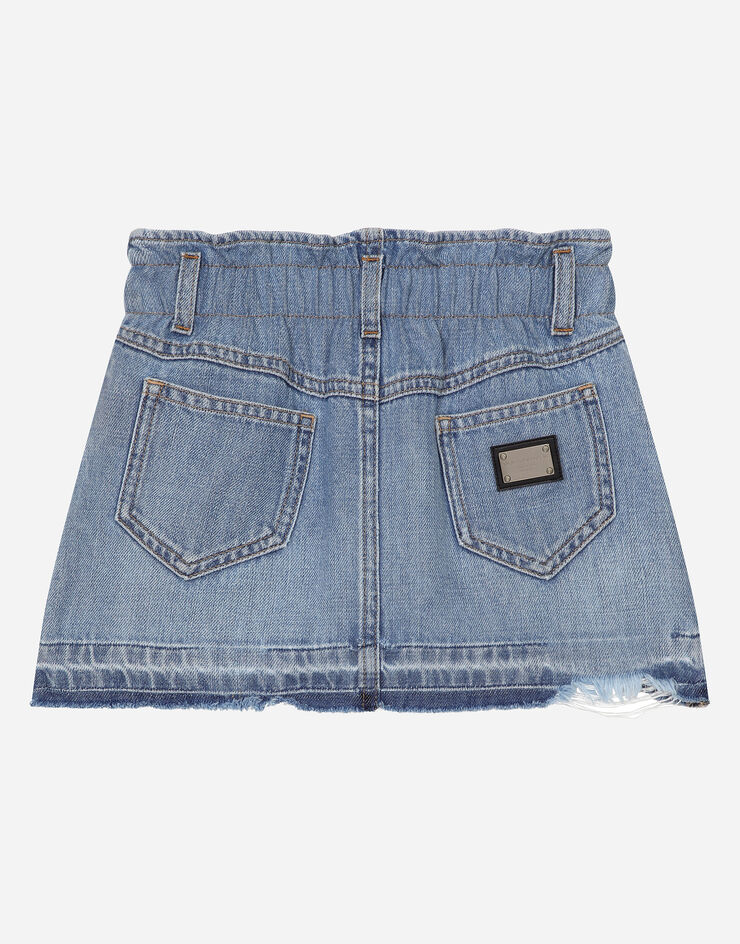 Dolce & Gabbana 4-Pocket-Jeansrock mit Logoplakette Mehrfarbig L55I22LDC52