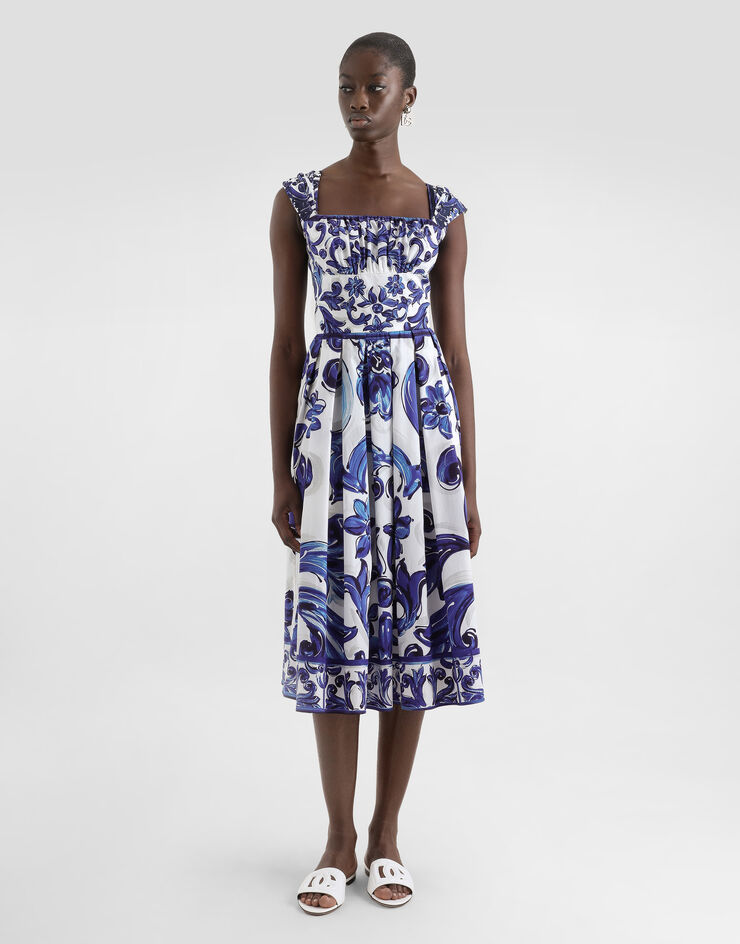 Dolce & Gabbana Majolica-print short poplin dress Print I6KH2WFI5JK