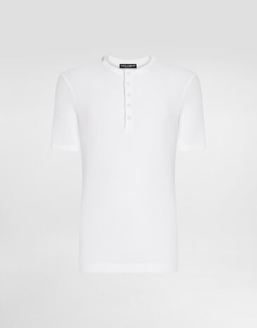 Dolce&Gabbana Fine-rib cotton granddad-neck t-shirt White G8MC5TFU7AV