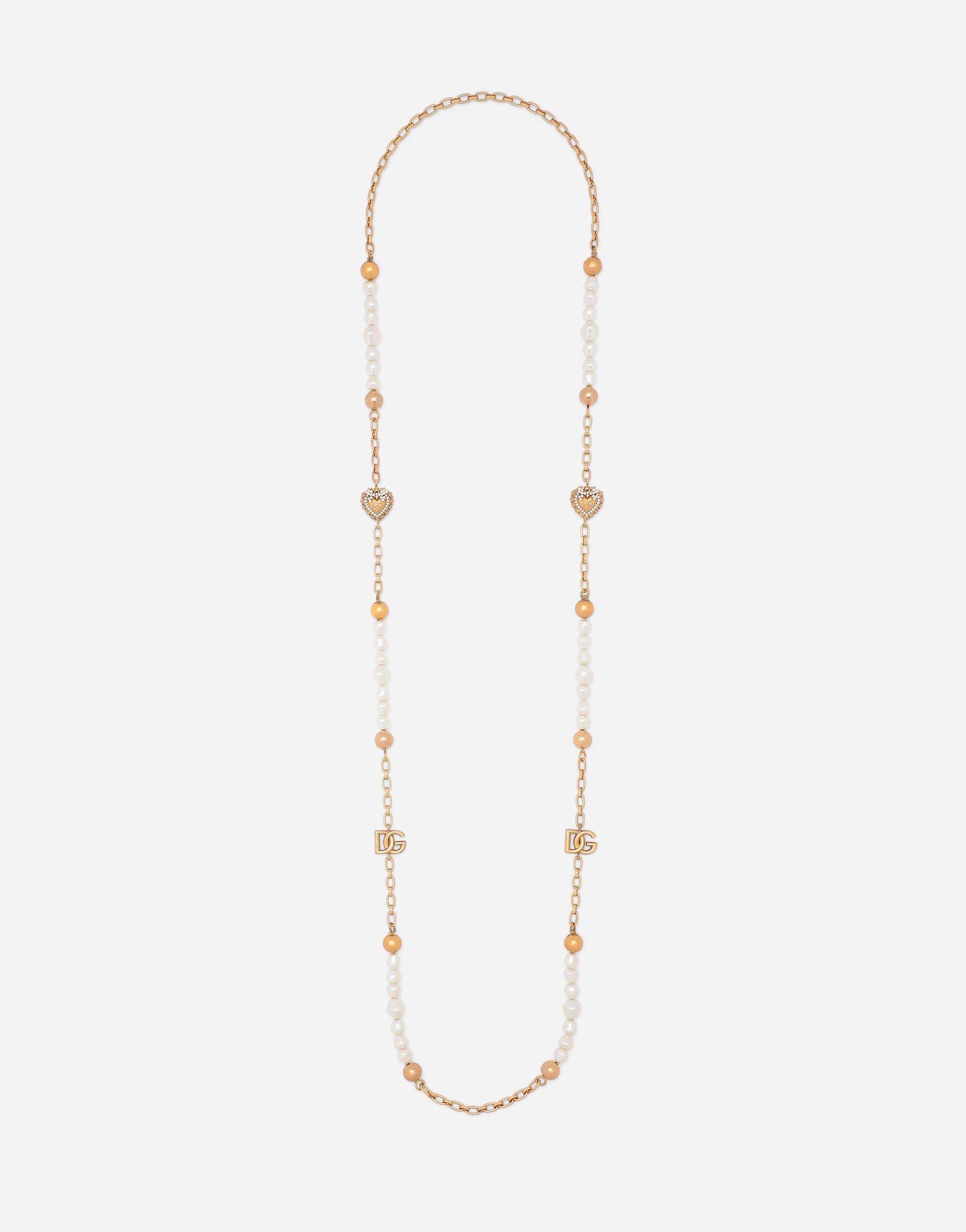 Sautoir chain with DG-logo beads and hearts in Gold for Women