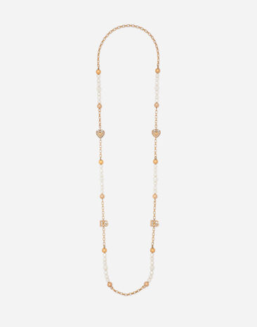 Dolce & Gabbana Sautoir chain with DG-logo beads and hearts Gold WNN8P5W1111