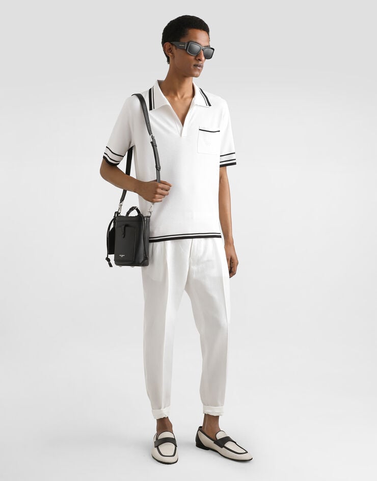 Dolce & Gabbana Polo en piqué de seda Blanco GXZ74ZJBSLU
