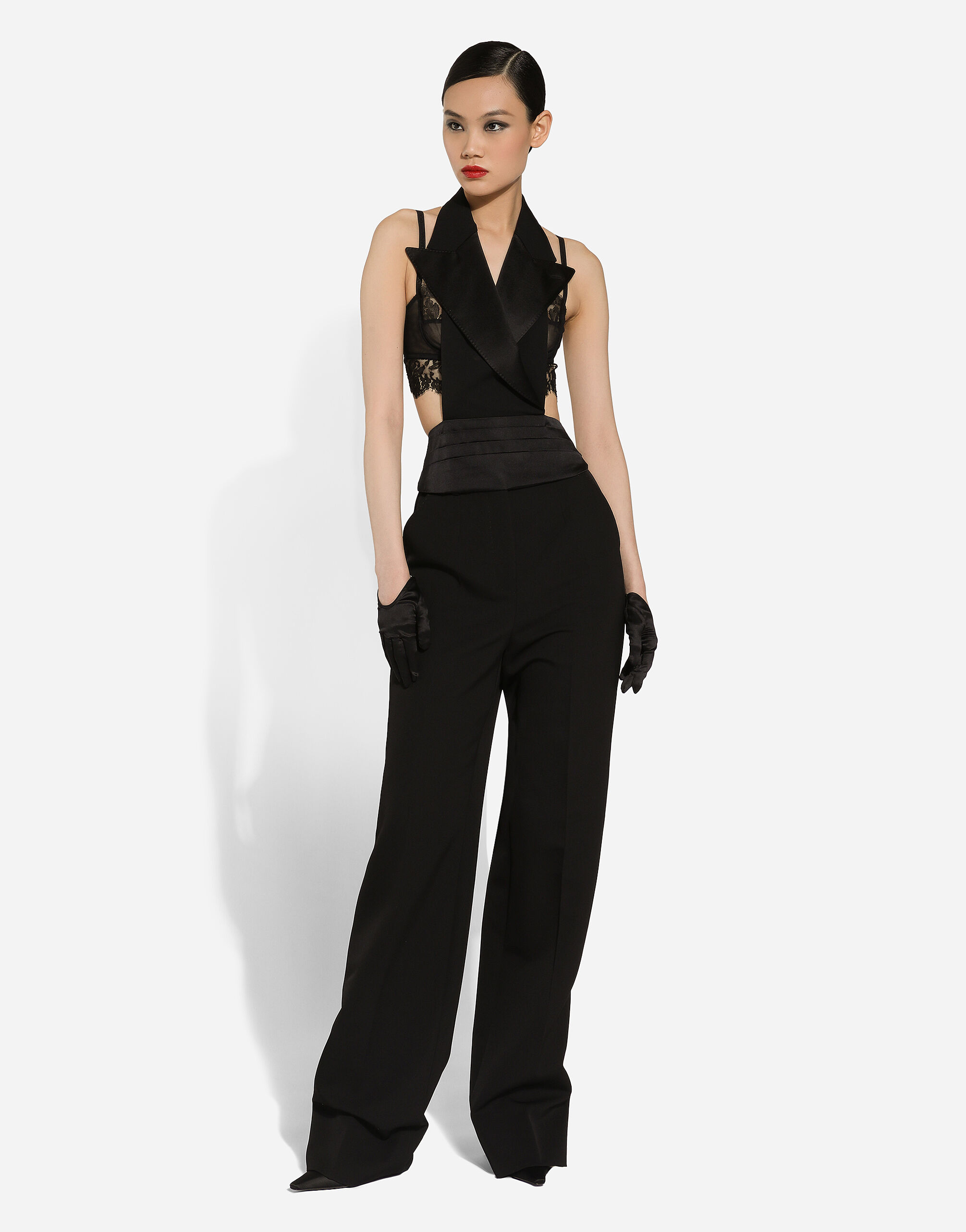 Double breasted silk satin vest with low neckline on the back in Black for Women Dolce Gabbana US