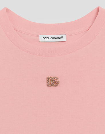 Dolce & Gabbana Jersey T-shirt with DG logo Pink L5JTNJG7O3N