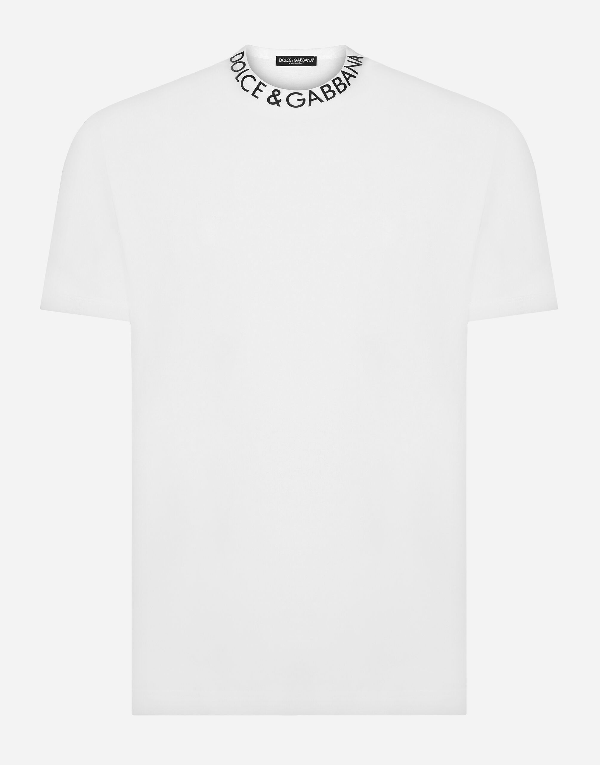 Dolce&Gabbana Round-neck T-shirt with Dolce&Gabbana print White G8PV0TG7F2I