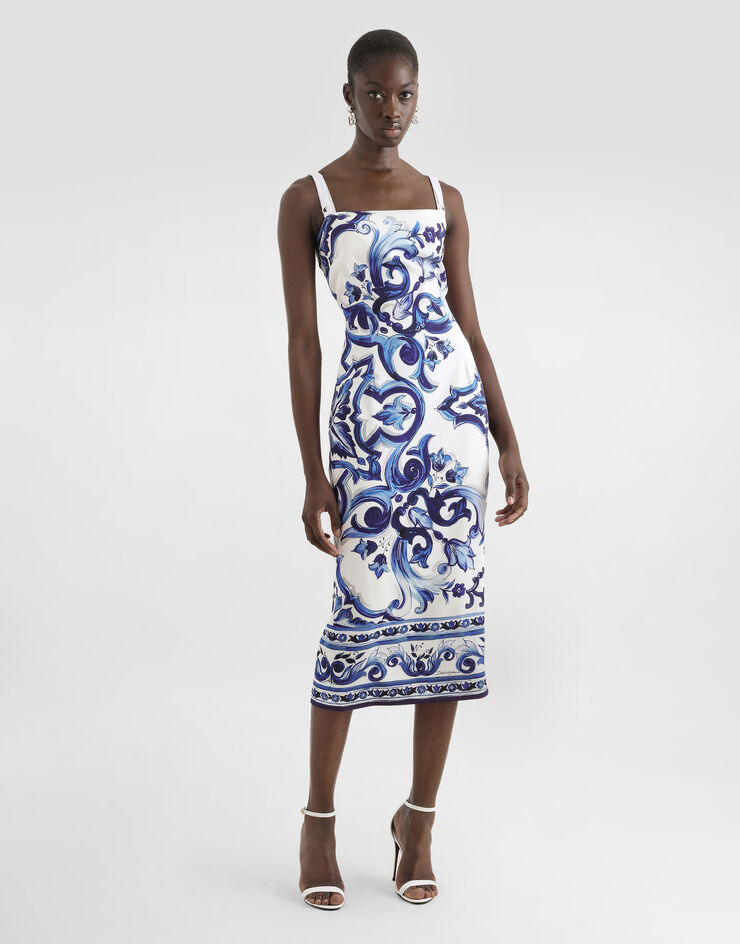 Dolce & Gabbana Robe en soie à imprimé majoliques Imprimé I6KH3WHPAB8