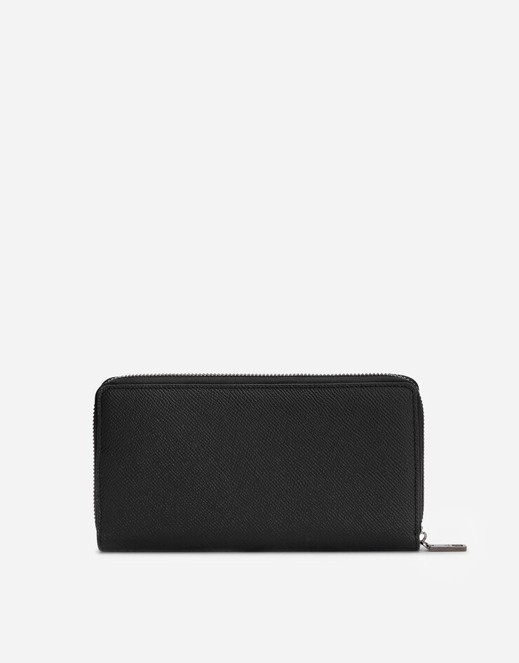 Dolce & Gabbana Calfskin zip-around wallet with branded plate Black BP1672AG219