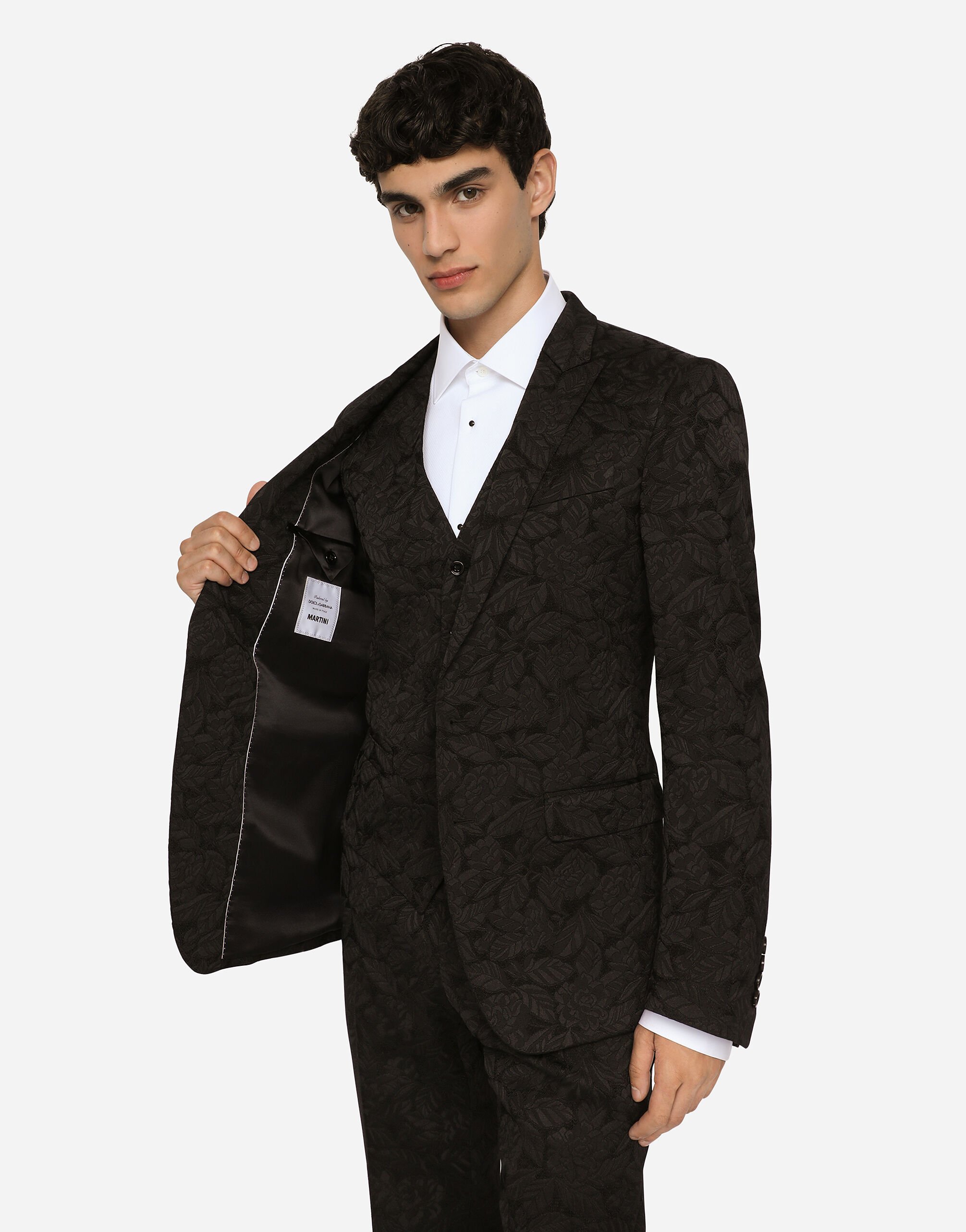 Floral jacquard Martini suit in BLACK for Men Dolce Gabbana