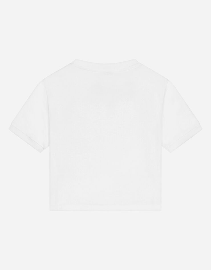 Dolce&Gabbana Kurzarm-T-Shirt aus Jersey mit DG-Logo Weiss L5JTLKG7K5O