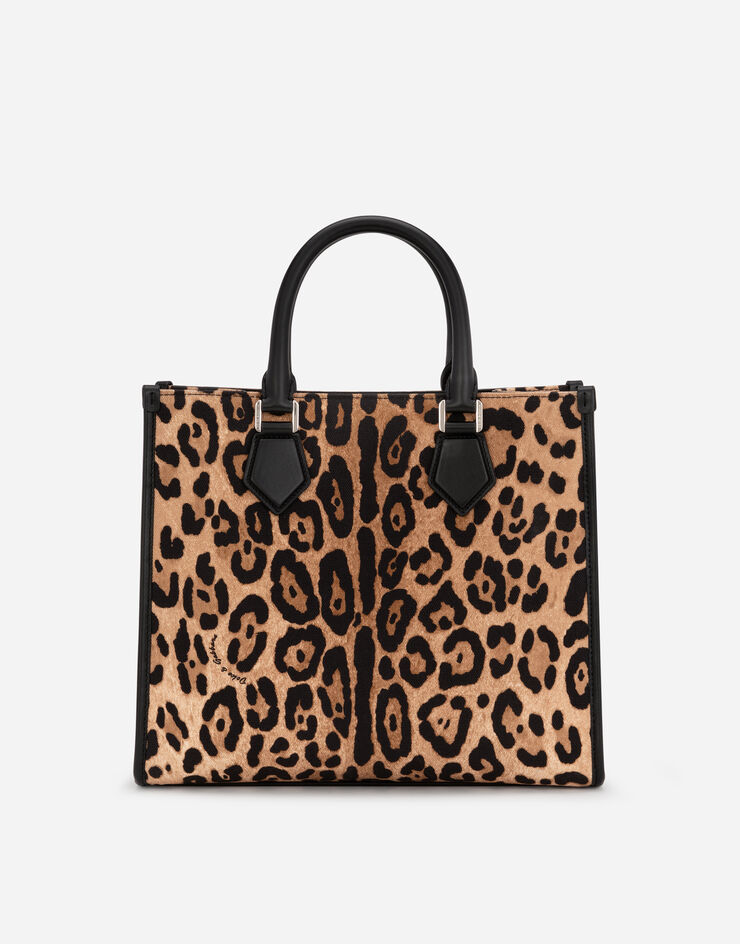 Dolce & Gabbana Leopard-print canvas shopper with calfskin nappa details Multicolor BM2012AY859