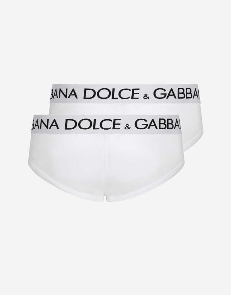 Dolce & Gabbana Pack de dos slips Brando en punto de algodón bielástico Blanco M9D69JONN97