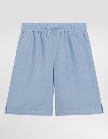 Dolce & Gabbana Linen canvas bermuda shorts Azure L43Q89FU4MH