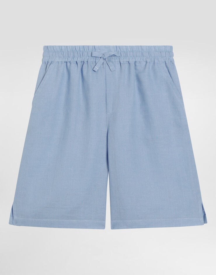 Dolce & Gabbana Linen canvas bermuda shorts Azure L43Q89FU4MH