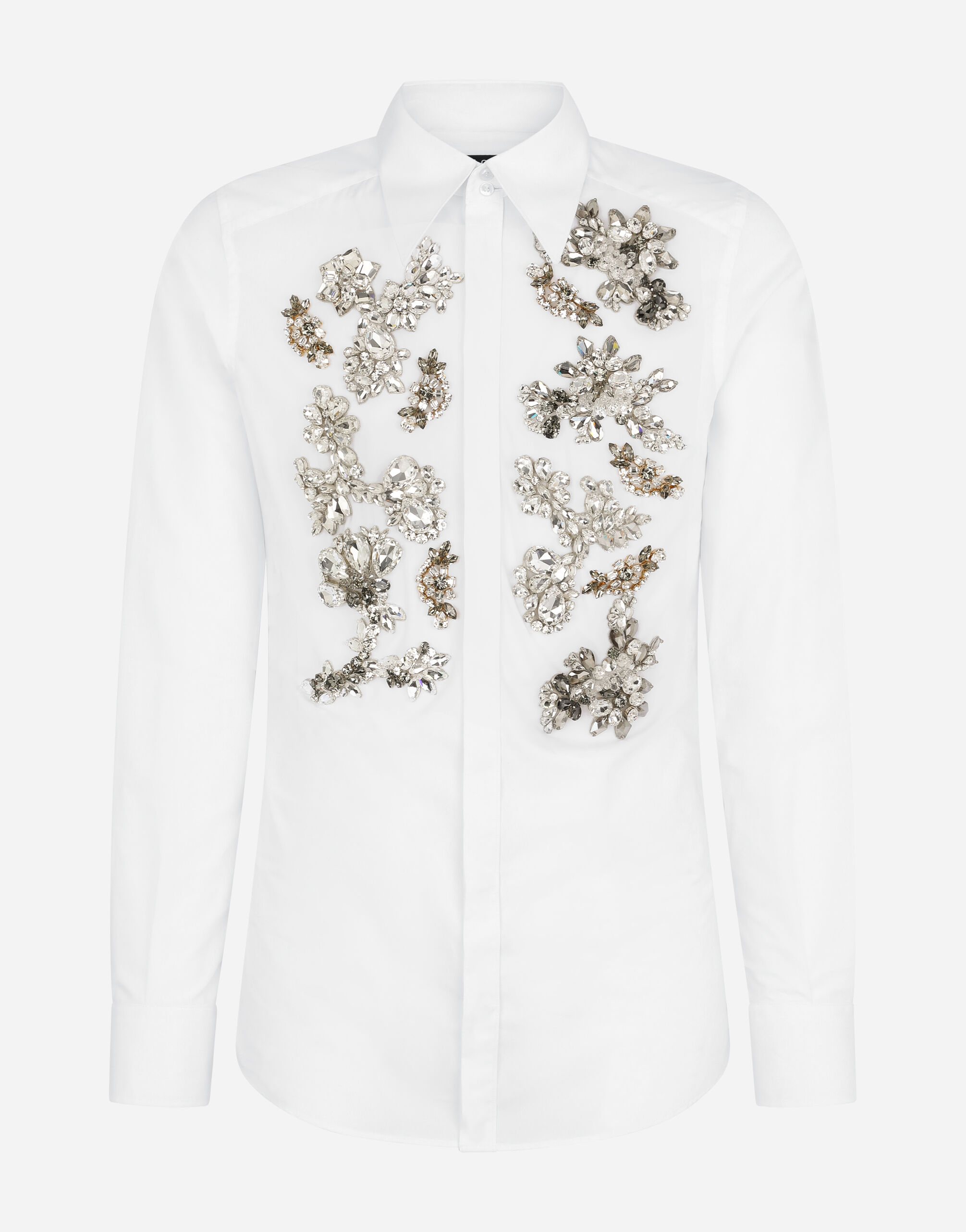 Cotton Martini fit shirt with crystal detailing in White for