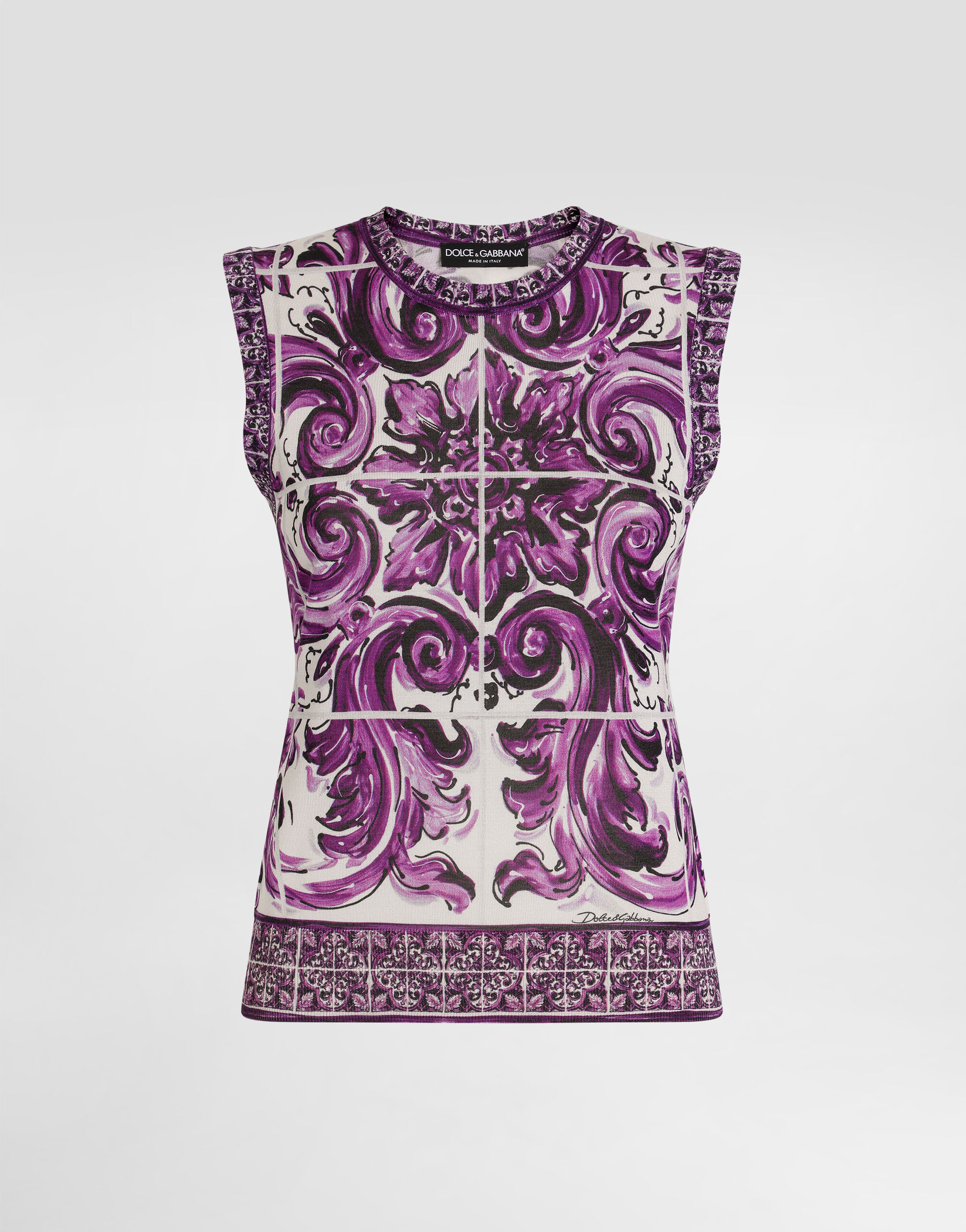 【関税込み】dolce & gabbana MAIOLICA' PRINT STOLE Majolica-print twill shirt with slits in Multicolor for