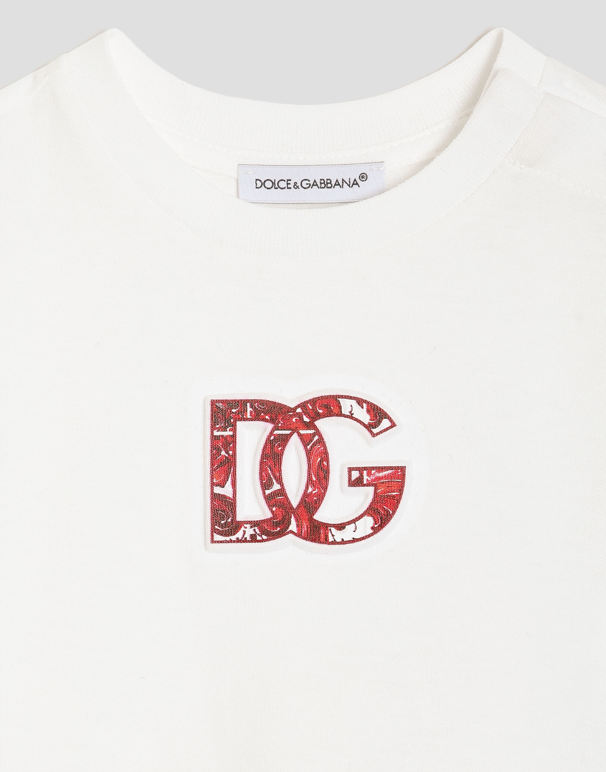 DOLCE&GABBANA エンボスロゴ Tシャツ ホワイト Whiteのボーイズ エンボス ロゴ ジャージー Tシャツ | Dolce&Gabbana®