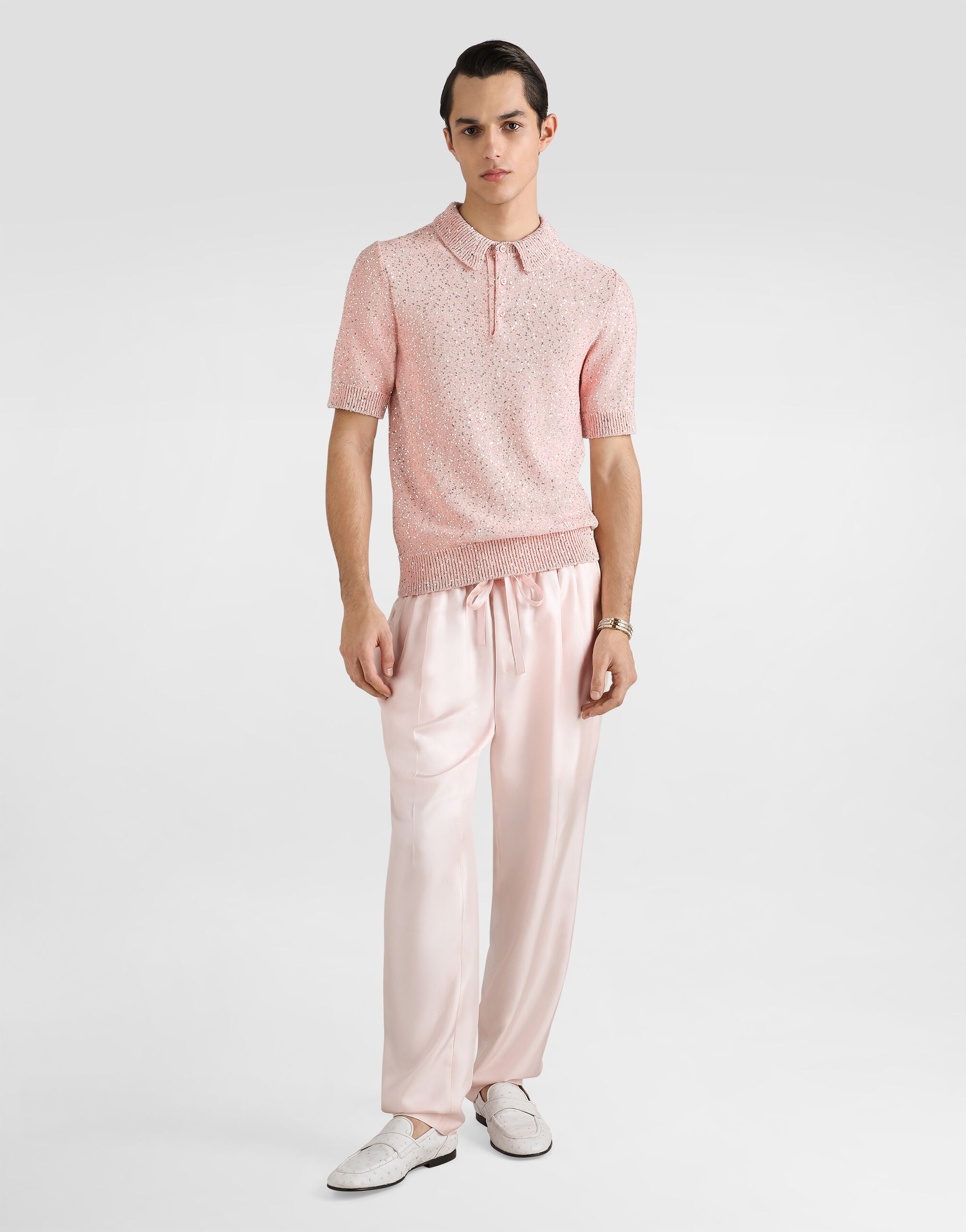 Pinkのメンズ スパンコール ポロシャツ | Dolce&Gabbana®