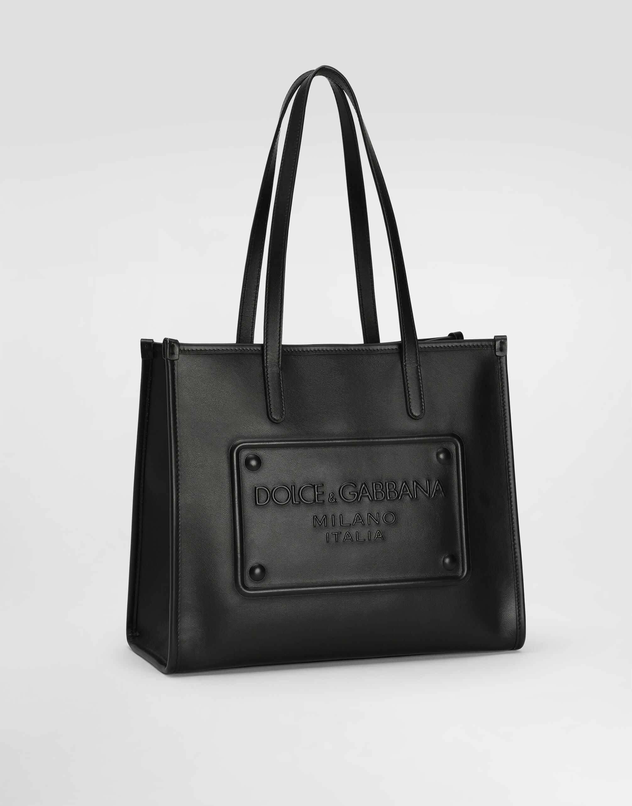 Medium calfskin shopper in Black for Men Dolce Gabbana