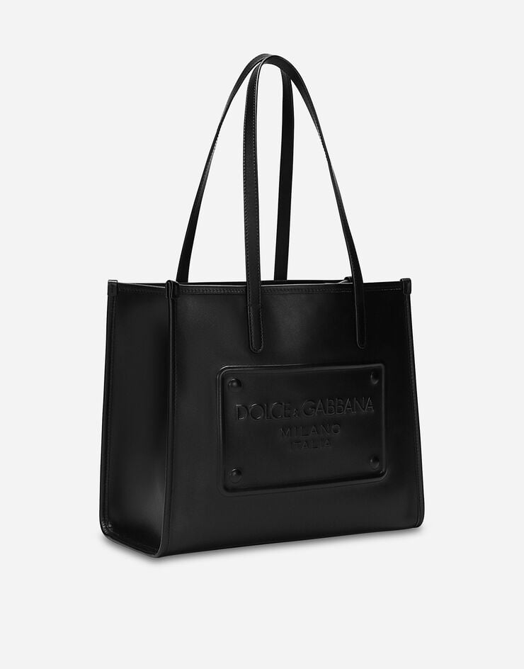 Dolce & Gabbana Bolso shopper mediano en piel de becerro Negro BM2304AG218