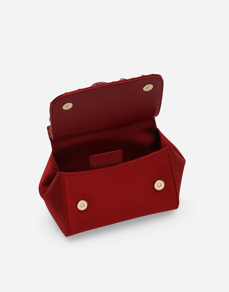 Dolce & Gabbana Mini-Henkeltasche Sicily aus Satin Rot EB0003AB000