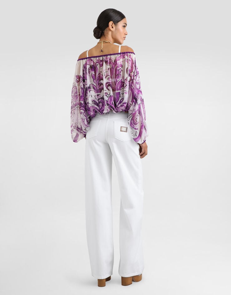 Dolce & Gabbana Majolica-print silk chiffon top Multicolor F72G7THI1T4