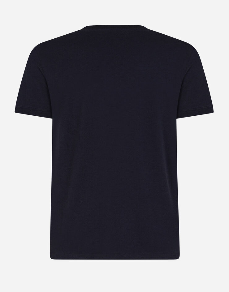 Dolce & Gabbana T-shirt ras de cou en coton stretch Bleu M8C03JFUECG