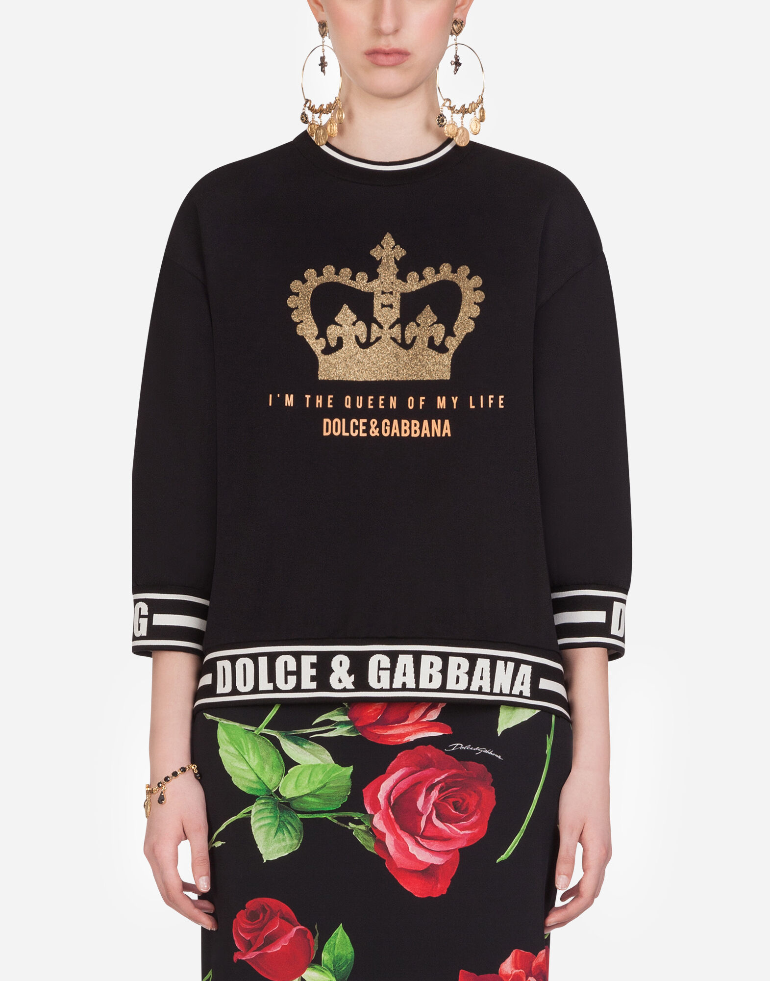 SHORT SWEATSHIRT WITH I M THE QUEEN OF MY LIFE PRINT