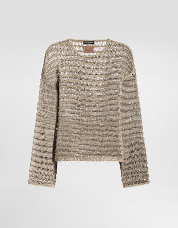 Dolce & Gabbana Cotton-linen pullover Beige GXXBFTJGMGG