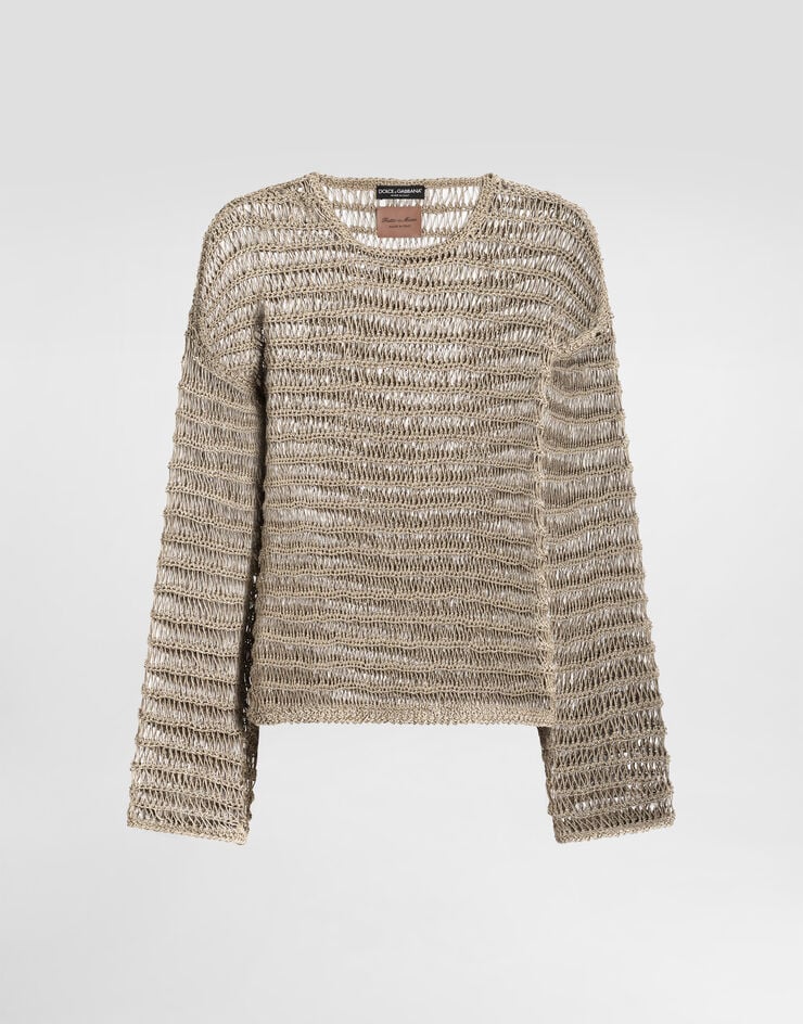 Dolce & Gabbana Cotton-linen pullover Beige GXXBFTJGMGG