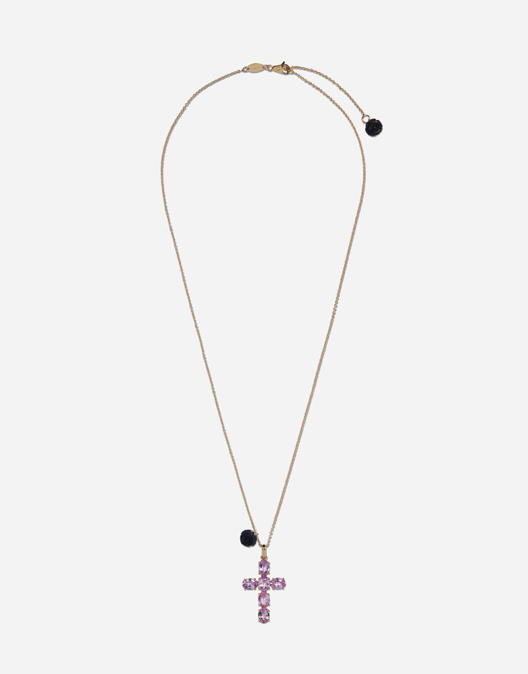 Dolce & Gabbana Family cross and rose pendants on yellow gold chain Gold WADC2GWSAPK