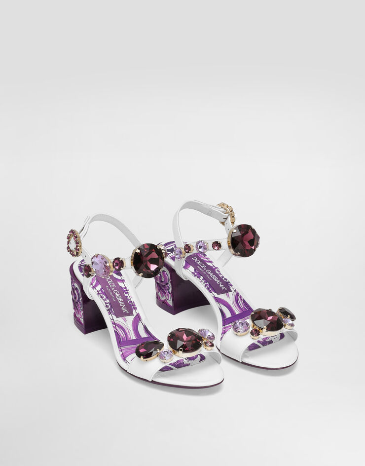 Dolce & Gabbana Patent leather sandal with jewel embroidery Multicolor CR1733AT848