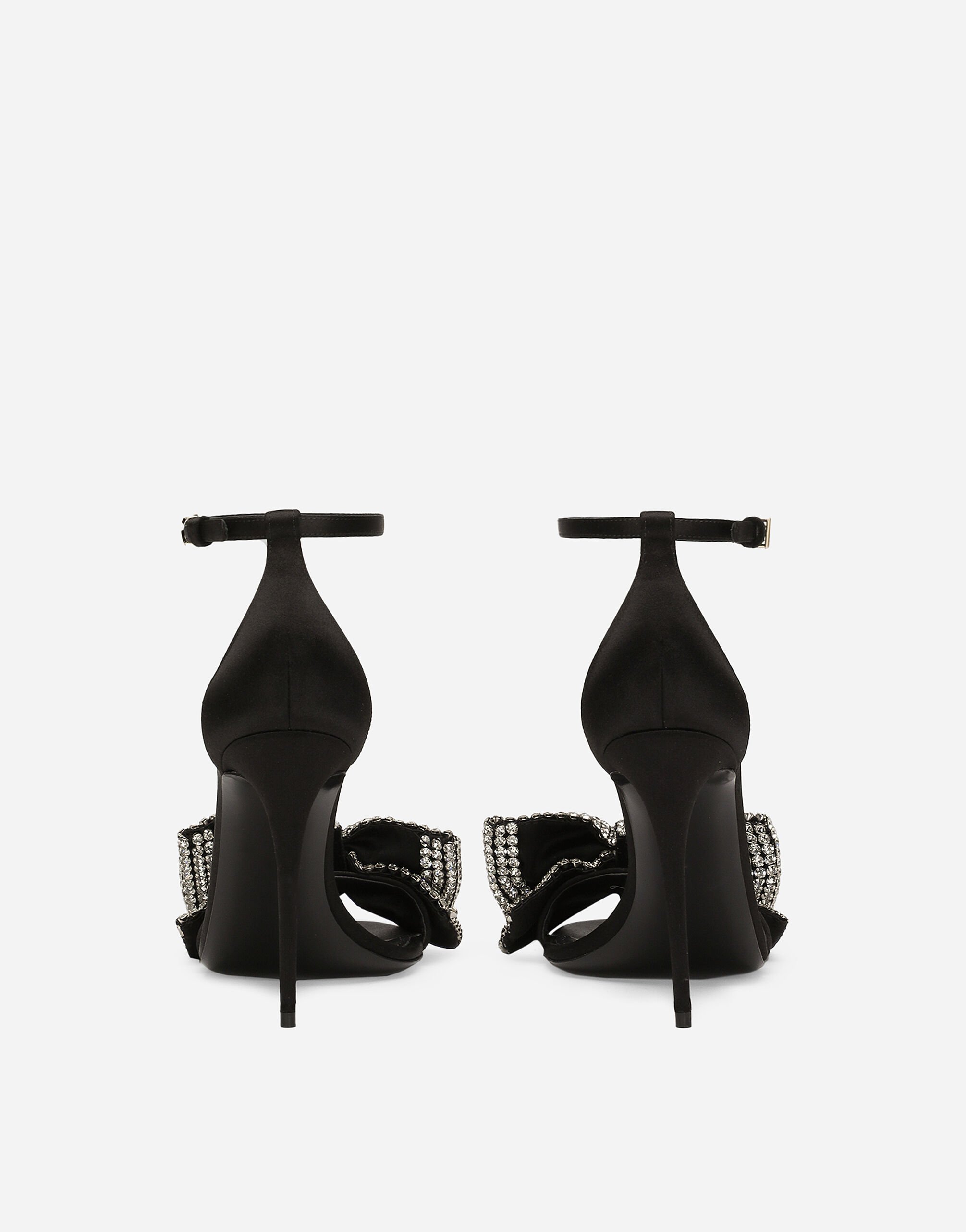 Satin sandals with rhinestone embellishment in Multicolor