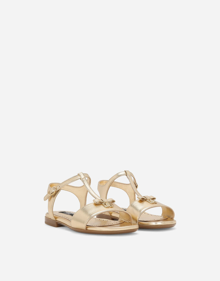 Foiled leather sandals in Gold for