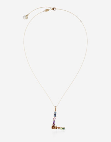 Dolce & Gabbana Rainbow alphabet L pendant in yellow gold with multicolor fine gems Gold WAMR2GWMIXA