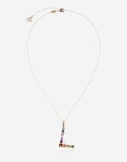Dolce & Gabbana Rainbow alphabet L pendant in yellow gold with multicolor fine gems Gold WAMR2GWMIXG
