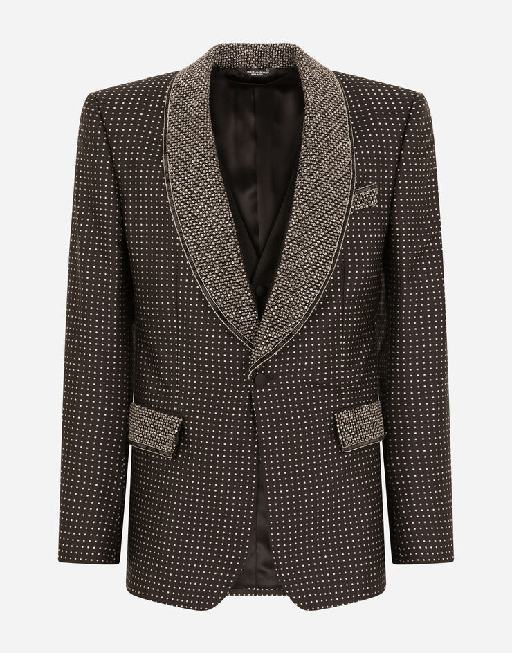 Dolce & Gabbana Three-piece jacquard Casinò-fit suit with rhinestones Multicolor GK9TMZFJ1HJ