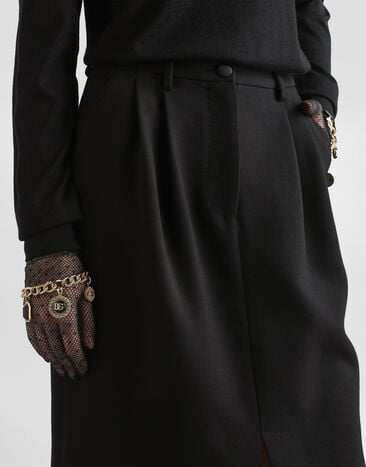 Dolce & Gabbana Midi skirt in double wool crêpe Black F4CO8TFU2L8