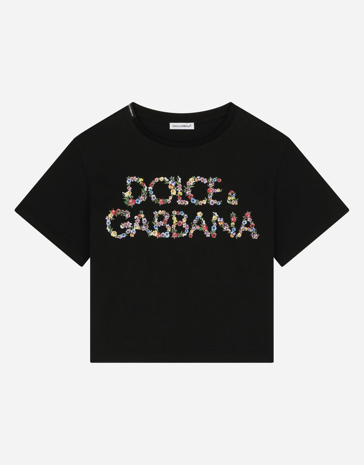 Dolce&Gabbana Jersey T-shirt with logo print Black L5JTHWG7KC5